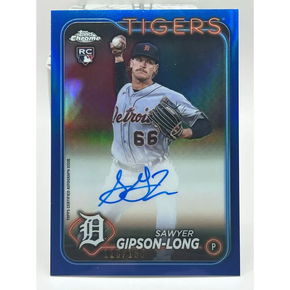 2024 Topps Chrome Sawyer Gipson-Long Rookie True Blue Auto 110/150 SP Tigers RC - Picture 1 of 2
